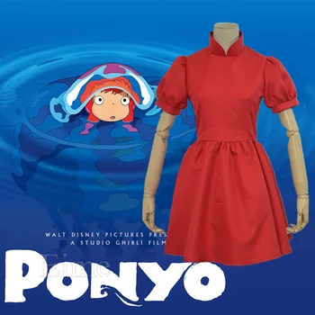 Anime Film PONYO Cosplay Kostým Krásne Halloween Červené Šaty na Zákazku Pre Ženy a Deti