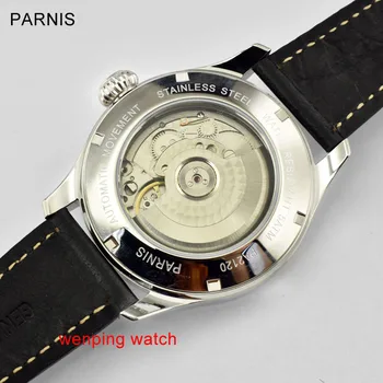 E2448 Parnis 45mm, black/White dial mince rámu ST2555 Automatický Pohyb dátum Hodinky