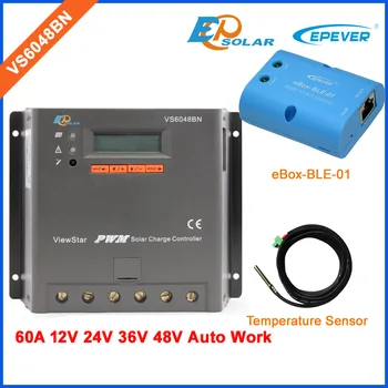 EPEVER factory priamej dodávky solárneho regulátora PWM s dvoma káble USB kábel a snímač teploty VS6048BN 60A 60amp