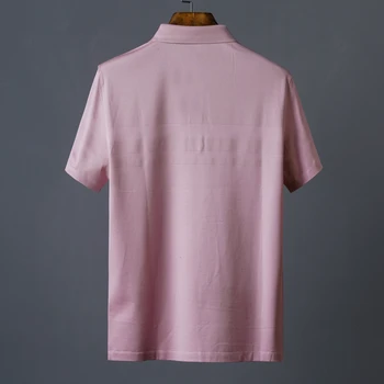 JSBD elegantné temperament módne ananás vzor šitie priedušná a pohodlné bavlnené klope T-shirt business pánske krátke