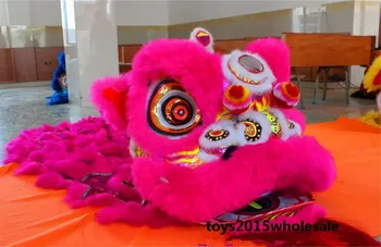 Krásne Lev Tanečný Kostým Maskota Vlna Južnej Ružová Lev Čínske Ľudové Umenie pre Dvoch Dospelých Cosplay Party Hra Inzercia Oblečenie