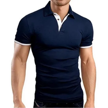 Letné krátke Rukáv Tričko muži móda polo shirts bežné Slim farbou business pánske košele polo pánske oblečenie