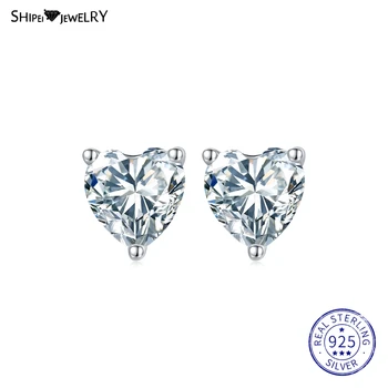 ShiPei Trendy 925 Sterling Silver 3EX 0.5 CT VVS1 D Real Moissanite Diamanty Svadobné Koktail Stud Náušnice Jemné Šperky HRA